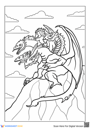 Five-Headed Dragon Coloring Page