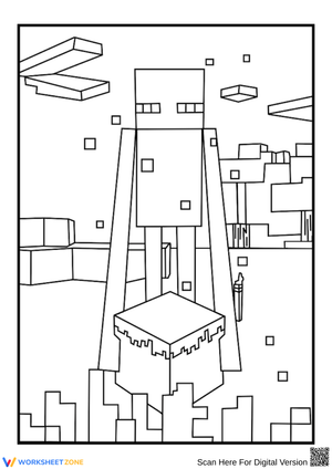 Minecraft Enderman with Block Coloring Page