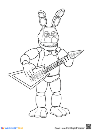FNAF Bonnie with Guitar Coloring Page
