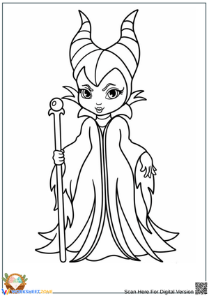 Chibi Maleficent Coloring Page