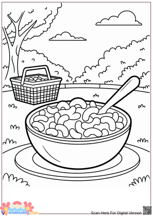 Mac and Cheese Picnic Coloring Page