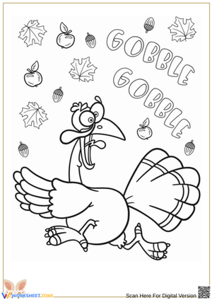 Gobble Gobble Turkey Coloring Page