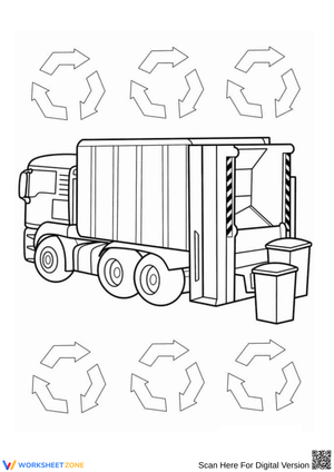 Garbage Truck Recycling Coloring Page