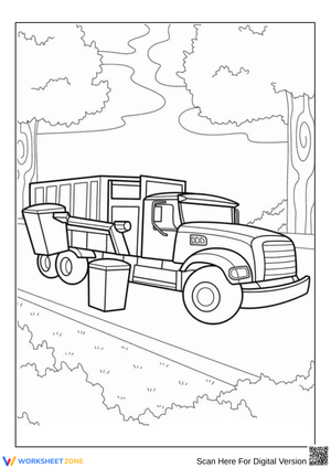 Garbage Truck with Bins Coloring Page