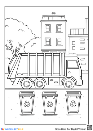 City Garbage Truck Coloring Page