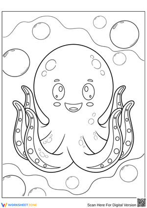 Adorable Octopus Underwater Coloring Page