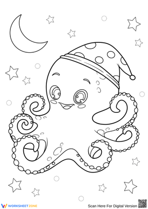 Octopus Coloring Page – Cute Bedtime Ocean Scene