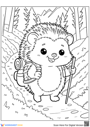 Cute Hedgehog in Forest Adventure Coloring Page