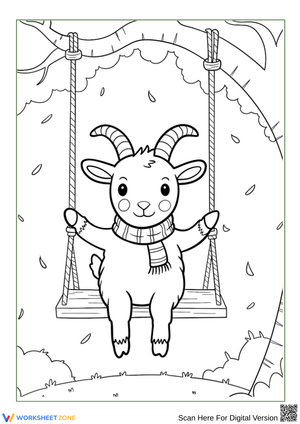 Goat on Swing Coloring Page