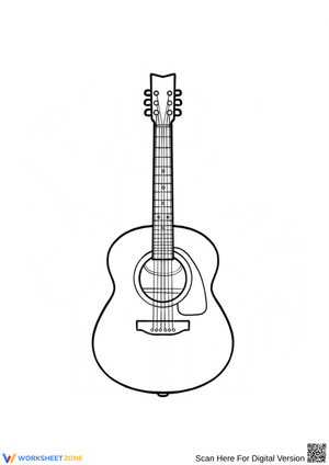 Acoustic Guitar Instrument Coloring Page