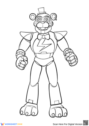 Freddy Fazbear Glamrock Coloring Page