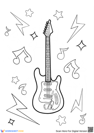 Electric Guitar Rock Music Coloring Page