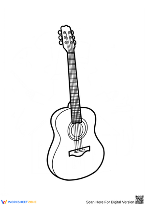 Simple Acoustic Guitar Design Coloring Page