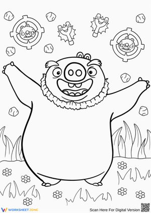 Funny King Pig in Angry Birds Movie Coloring Page