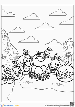 Angry Birds Protecting Their Eggs Coloring Page