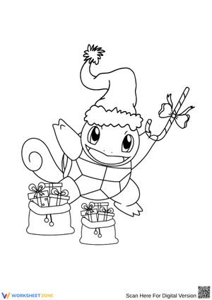 Christmas Squirtle Pokémon Coloring Page