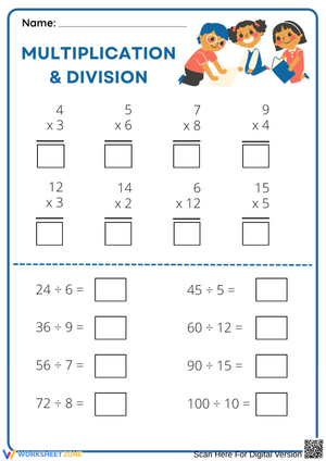 Multiplication & Division Mixed Practice Worksheet