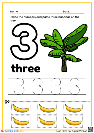Trace and Learn Number 3 Worksheet