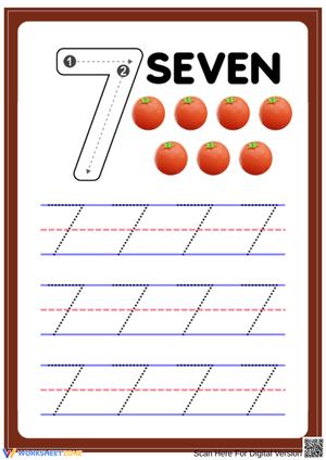 Number 7 Tracing Worksheet with Tomatoes
