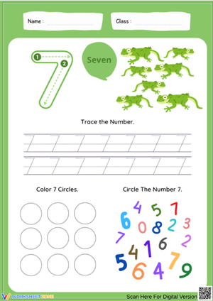 Fun Number 7 Worksheet with Lizards