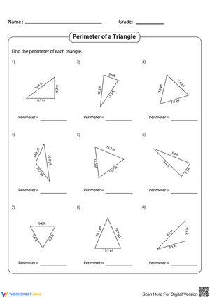 Triangle Perimeter Problems Worksheet