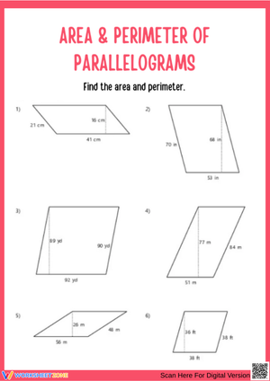 Area and Perimeter of Parallelograms Worksheet