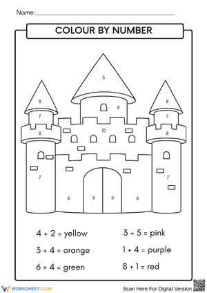 Castle Color by Numbers Worksheet