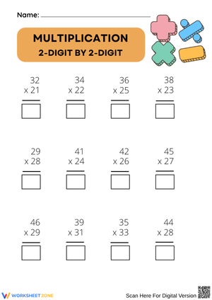 Multiply 2 by 2 Numbers Worksheet