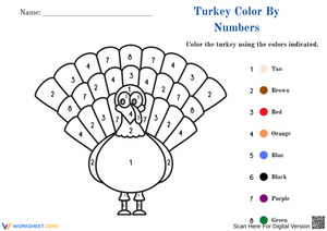 Turkey Color by Number Worksheet