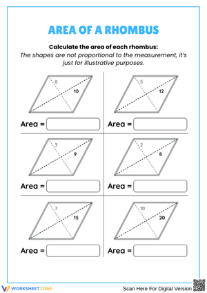 Rhombus Area Worksheet | Geometry Practice