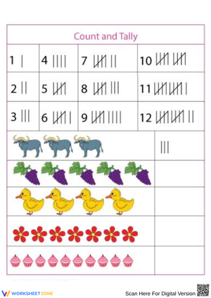Count and Tally Worksheet for Kids