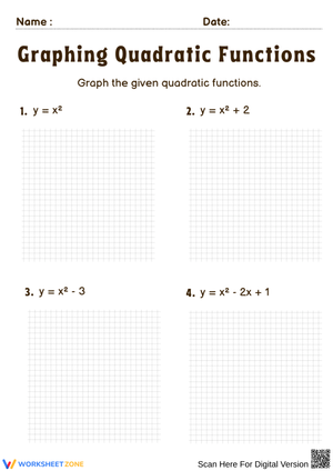 Graphing Quadratic Functions Worksheet for Students