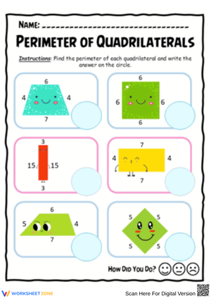 Engaging Perimeter of Quadrilaterals Worksheet
