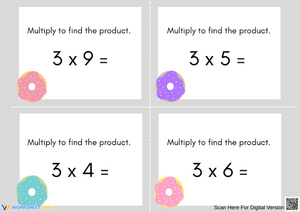 Multiply by 3 with Donut-Themed Worksheet