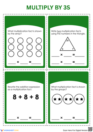 Multiply by 3s Worksheet – Arrays, Groups, and Facts
