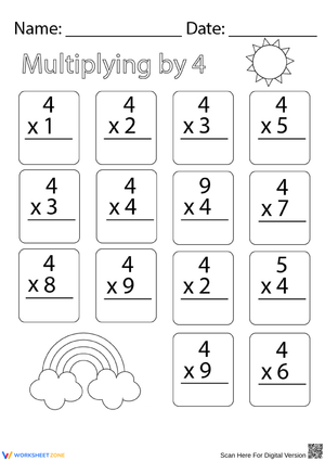 Practice Multiplying by 4 Worksheet