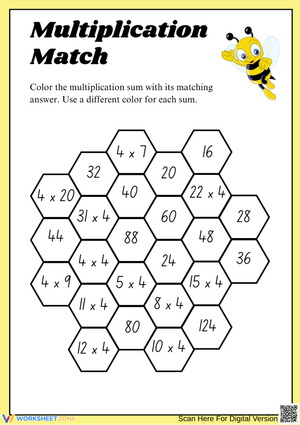 Multiplication Match Worksheet