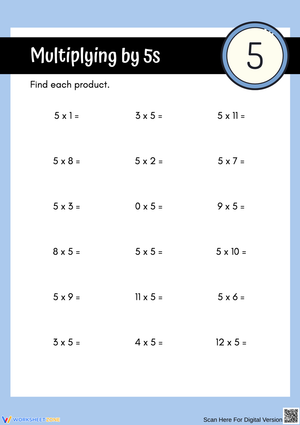 Multiplying by 5s Worksheet