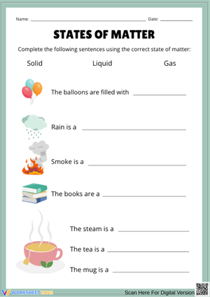 States of Matter Activity Worksheet