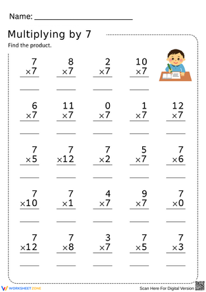Multiplying by 7 Worksheet – Practice the 7 Times Table