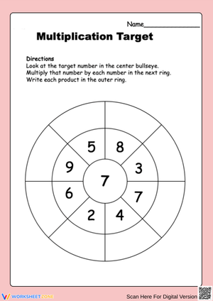 Multiplication Target Worksheet – 7 Times Table Practice