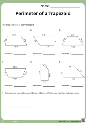 Perimeter of a Trapezoid Worksheet