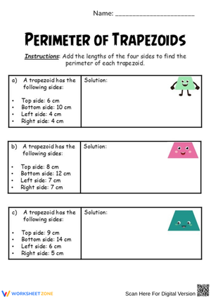 Trapezoid Perimeter Calculation Worksheet