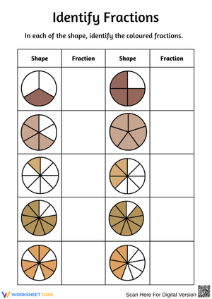 Identify Fractions Worksheet – Colored Shapes Activity