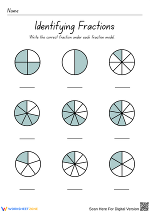 Identifying Fractions Worksheet – Shade and Label Fractions