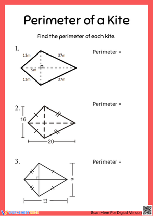 Perimeter of a Kite Practice Worksheet