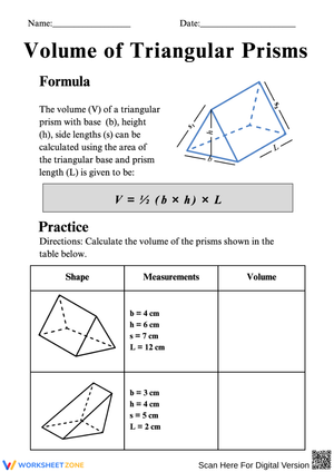 Triangular Prism Volume Practice