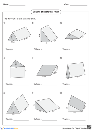 Volume Practice for Triangular Prisms