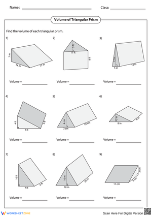 Calculate the Volume of Triangular Prisms
