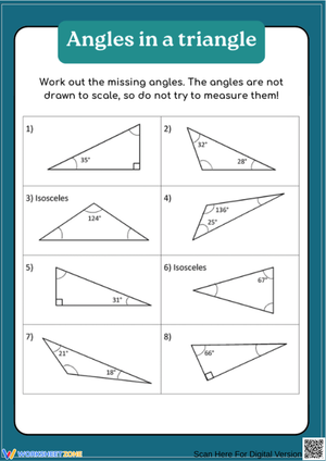 Angles in a Triangle Worksheet